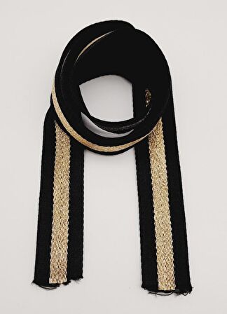 4 Cm Siyah Renk Simli Polyester Kolon 1 Metre