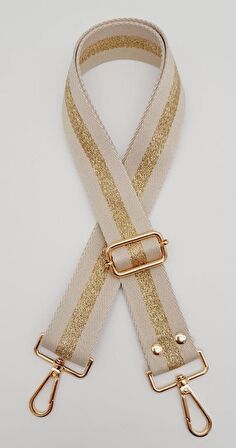 Polyester Kolon 120X4 Cm Bej Renk Simli Light Gold Metalli