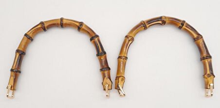 18X15 Cm Light Gold Halkalı Gerçek Bambu Çanta Sapı