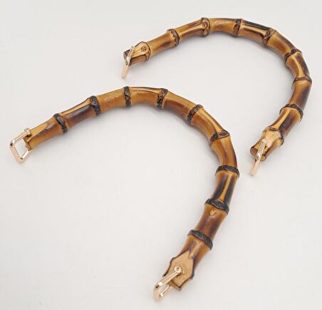 18X15 Cm Light Gold Halkalı Gerçek Bambu Çanta Sapı