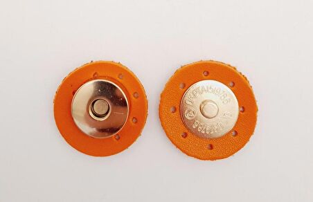 Turuncu Suni Derili Mıknatıslı Çıtçıt Light Gold Metalli