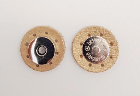 Gold Renk Suni Derili Mıknatıslı Çıtçıt Gümüş Metalli