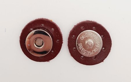 Bordo Suni Derili Mıknatıslı Çıtçıt Gümüş Metalli