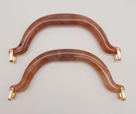 Akrilik Sütlü Kahve Renk Mermer Desen Light Gold Halkalı Çanta Tutma Sapı