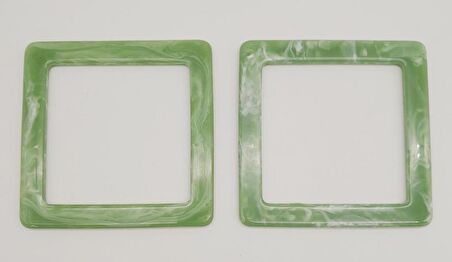 Kare Akrilik Açık Yeşil Renk Mermer Desen Çanta Sapı