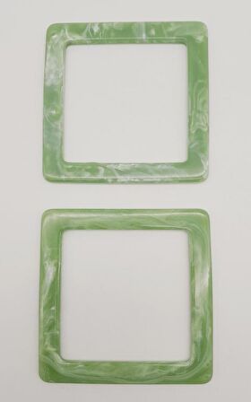 Kare Akrilik Açık Yeşil Renk Mermer Desen Çanta Sapı