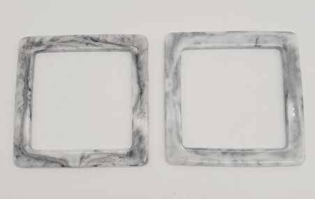 Kare Akrilik Gri Renk Mermer Desen Çanta Sapı