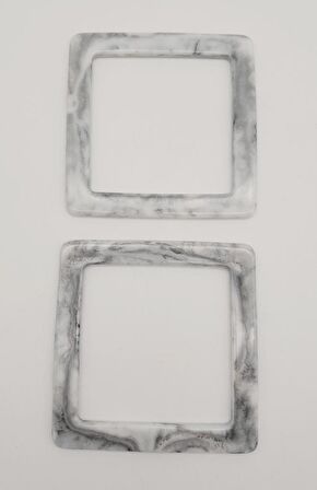 Kare Akrilik Gri Renk Mermer Desen Çanta Sapı