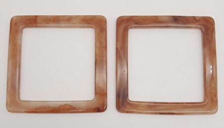 Kare Akrilik Sütlü Kahve Renk Mermer Desen Çanta Sapı