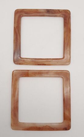 Kare Akrilik Sütlü Kahve Renk Mermer Desen Çanta Sapı