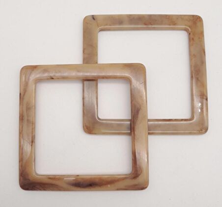 Kare Akrilik Vizon Renk Mermer Desen Çanta Sapı