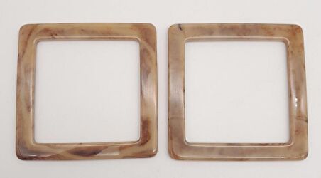 Kare Akrilik Vizon Renk Mermer Desen Çanta Sapı