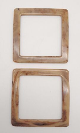 Kare Akrilik Vizon Renk Mermer Desen Çanta Sapı