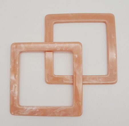 Kare Akrilik Pudra Renk Mermer Desen Çanta Sapı