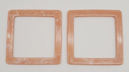 Kare Akrilik Pudra Renk Mermer Desen Çanta Sapı