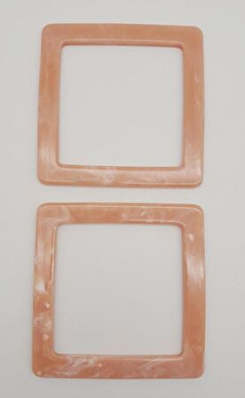 Kare Akrilik Pudra Renk Mermer Desen Çanta Sapı