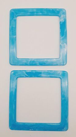 Kare Akrilik Buz Mavi Renk Mermer Desen Çanta Sapı