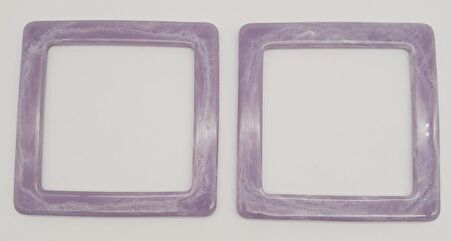 Kare Akrilik Lila Renk Mermer Desen Çanta Sapı