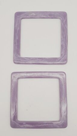 Kare Akrilik Lila Renk Mermer Desen Çanta Sapı