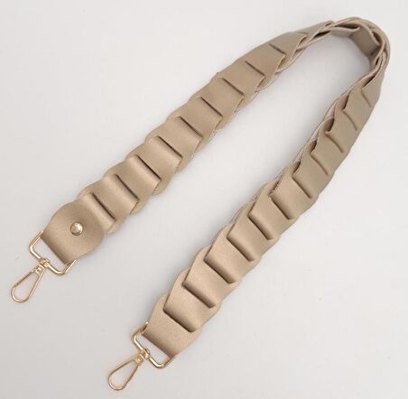 62 cm Yassı Örgü Model Suni Deri Gold Renk Çanta Sapı Light Gold Metalli