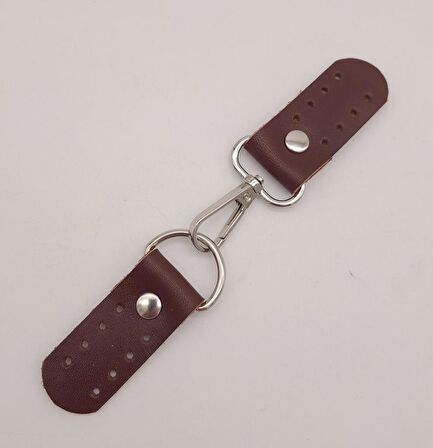 Gerçek Deri Kancalı Böce (Kilit) Kızıl Kahve Gümüş Metalli