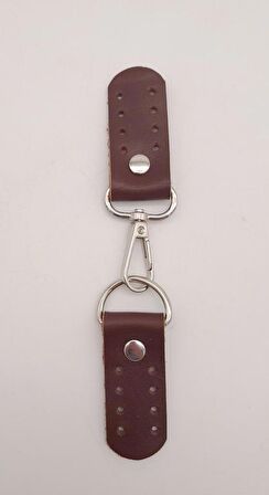 Gerçek Deri Kancalı Böce (Kilit) Kızıl Kahve Gümüş Metalli