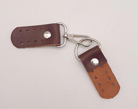 Gerçek Deri Kancalı Böce (Kilit) Kızıl Kahve Gümüş Metalli
