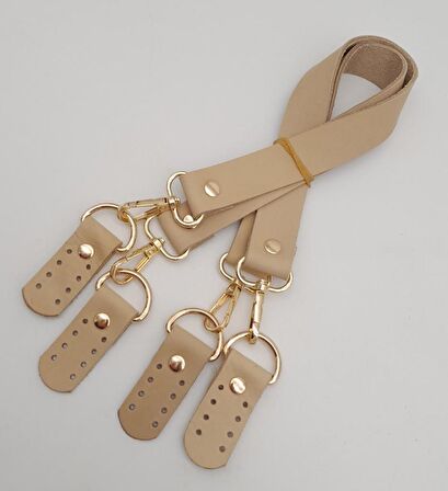 Gerçek Deri 55 Cm Misu Model Çift Sap Ham Renk Light Gold Metal