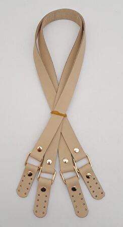 Ham Doğal Renk Karedört Model Gerçek Deri Çanta Sapı Light Gold Metal