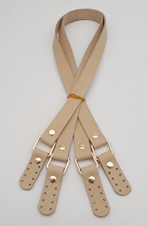 Ham Doğal Renk Karedört Model Gerçek Deri Çanta Sapı Light Gold Metal