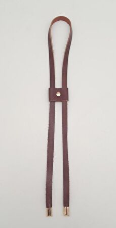 Kızıl Kahve Gerçek Deri Büzgü Light Gold Metalli