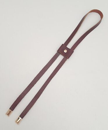 Kızıl Kahve Gerçek Deri Büzgü Light Gold Metalli