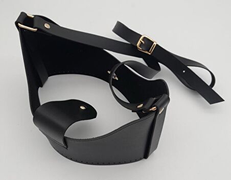 Siyah Suni Deri 120x2 cm Çanta Saplı Deri Seti Light Gold Metalli