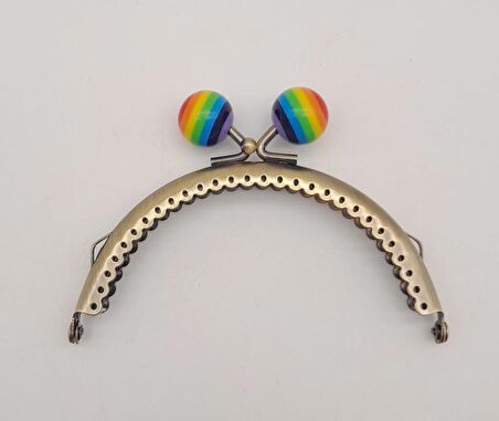 10.5 cm Renkli Şeker Başlıklı Cüzdan Çanta Klipsi Bursu Antik Metal