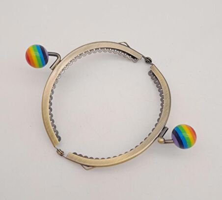 10.5 cm Renkli Şeker Başlıklı Cüzdan Çanta Klipsi Bursu Antik Metal