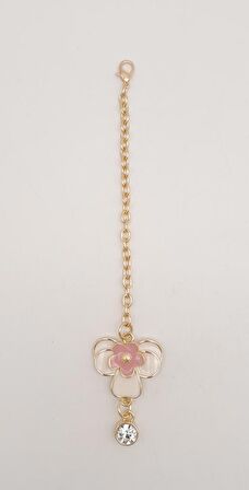 Light Gold Pudra Renk Çiçekli Sarkaç Süs