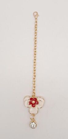 Light Gold Kırmızı Renk Çiçekli Sarkaç Süs