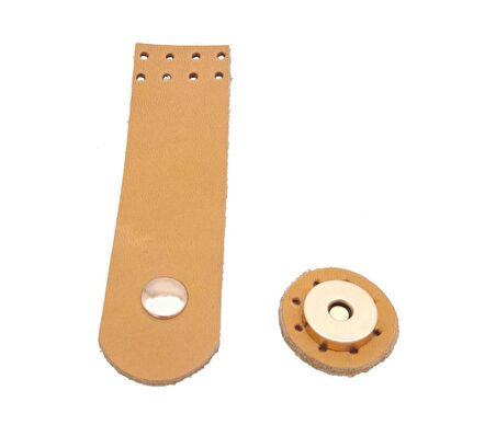 11x3 cm Açık Taba Gerçek Deri Düz Çanta Kapağı Light Gold Metalli