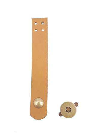 11x2 cm Açık Taba Gerçek Deri Düz Çanta Kapağı Antik Metalli