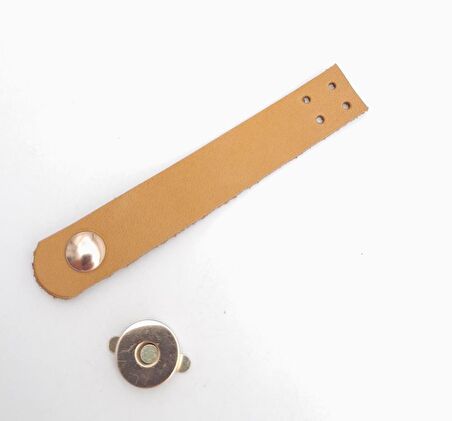 11x2 cm Açık Taba Gerçek Deri Düz Çanta Kapağı Light Gold Metalli