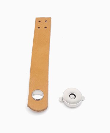 11x2 cm Açık Taba Gerçek Deri Düz Çanta Kapağı Gümüş Metalli