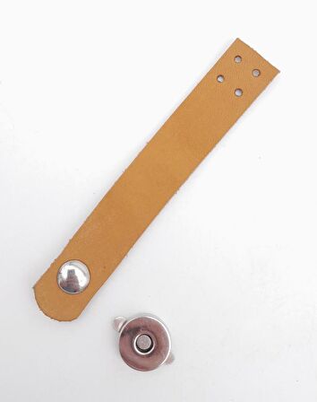 11x2 cm Açık Taba Gerçek Deri Düz Çanta Kapağı Gümüş Metalli