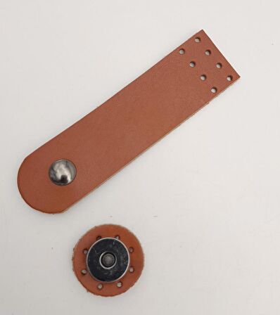 11x3 cm Taba Gerçek Deri Düz Çanta Kapağı Füme Metalli