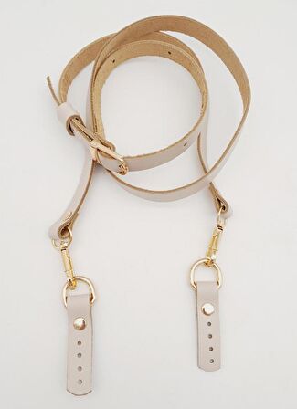 130X1.5 Cm Bej Gerçek Deri Light Gold Tokalı Çanta Sapı