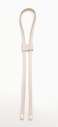 Krem Gerçek Deri Büzgü Light Gold Metalli