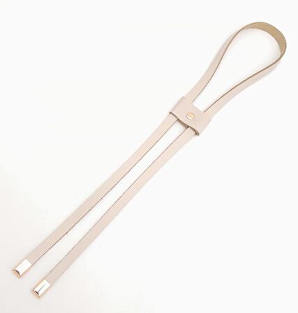 Krem Gerçek Deri Büzgü Light Gold Metalli