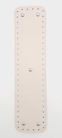 Suni Deri Krem Renk 40x10 cm Dikdörtgen Çanta Tabanı Gümüş Aparatlı