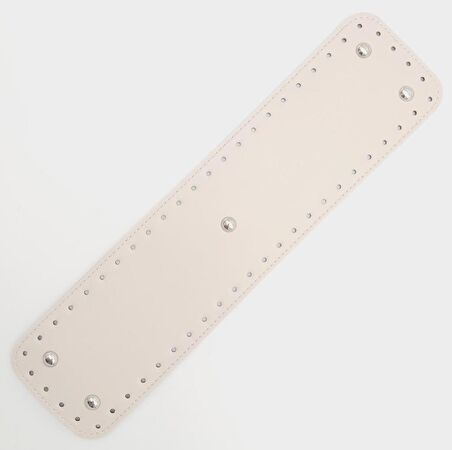 Suni Deri Krem Renk 40x10 cm Dikdörtgen Çanta Tabanı Gümüş Aparatlı