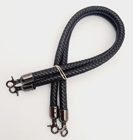 Siyah Örme Çanta Sapı Füme Metal