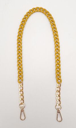 Renkli Metal 60 cm Kancalı Zincir Hardal Sarı
